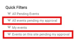 All Events Pending My Approval
